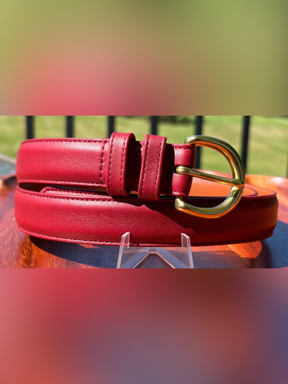 Vintage COACH Red Leather Belt Brass Buckle 8400 EUC - Picture 11 of 11